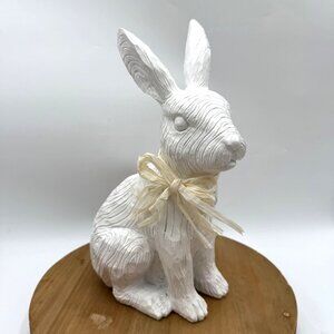 Bunny Rabbit  Easter spring sitting upright resin wood look like style vibe farm